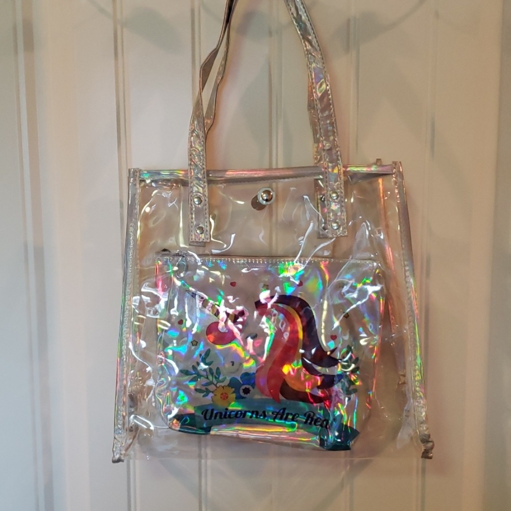 Clear Tote Bag with Unicorn Zip Up Insert